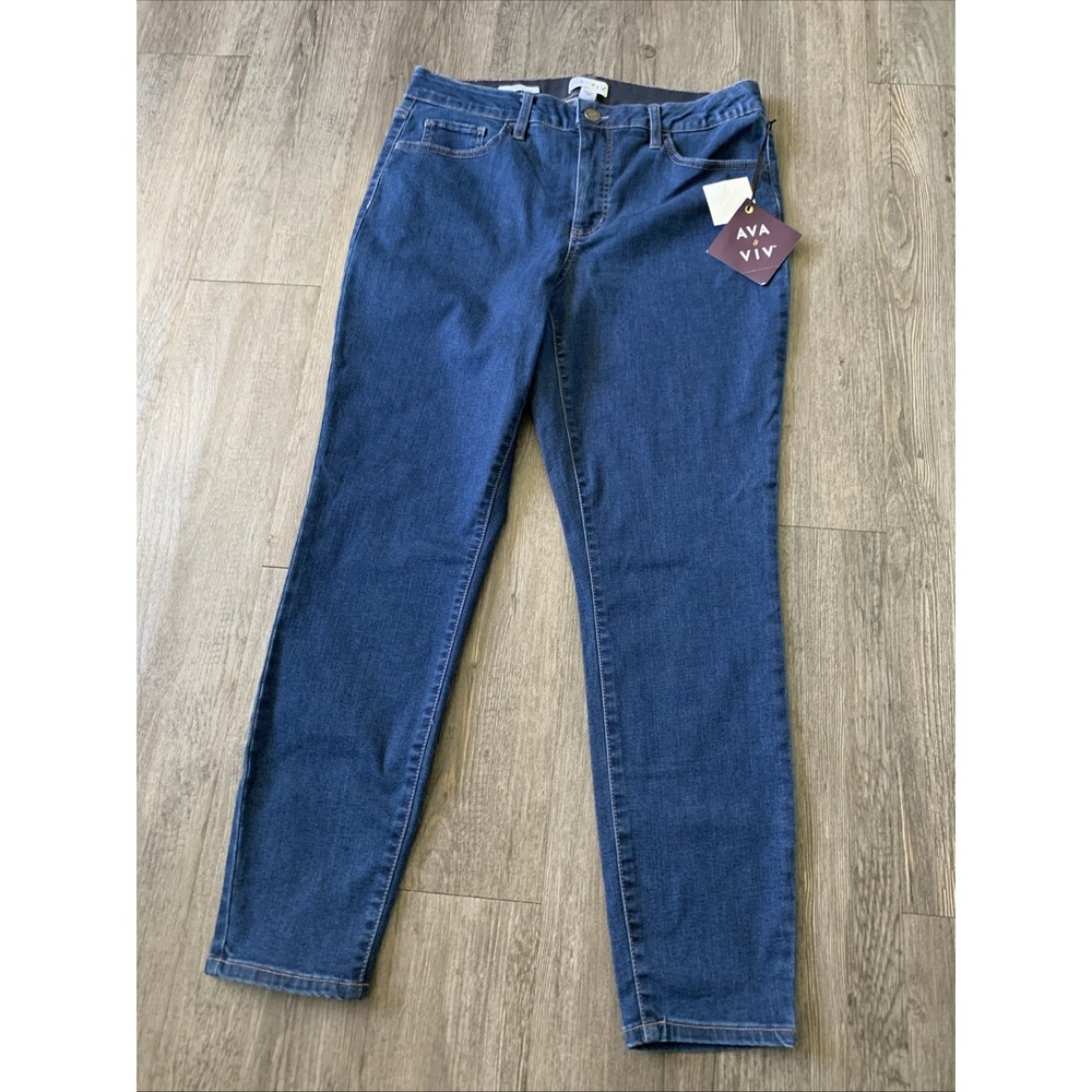 Ava & Viv Womens Mid Rise Skinny Jeans Blue Size 16